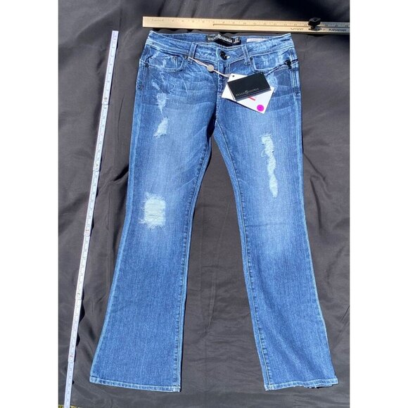 Dylan George Alexandra Flare Distressed Blue Wash Women's Jeans 27 NWT - Picture 2 of 6